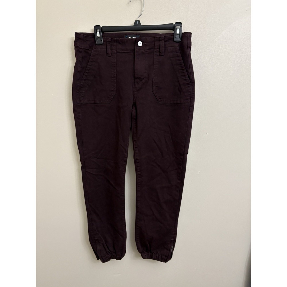 PAIGE Mayslie Jogger Pants Vintage Black Cherry Burgundy Utility Zip Size 28